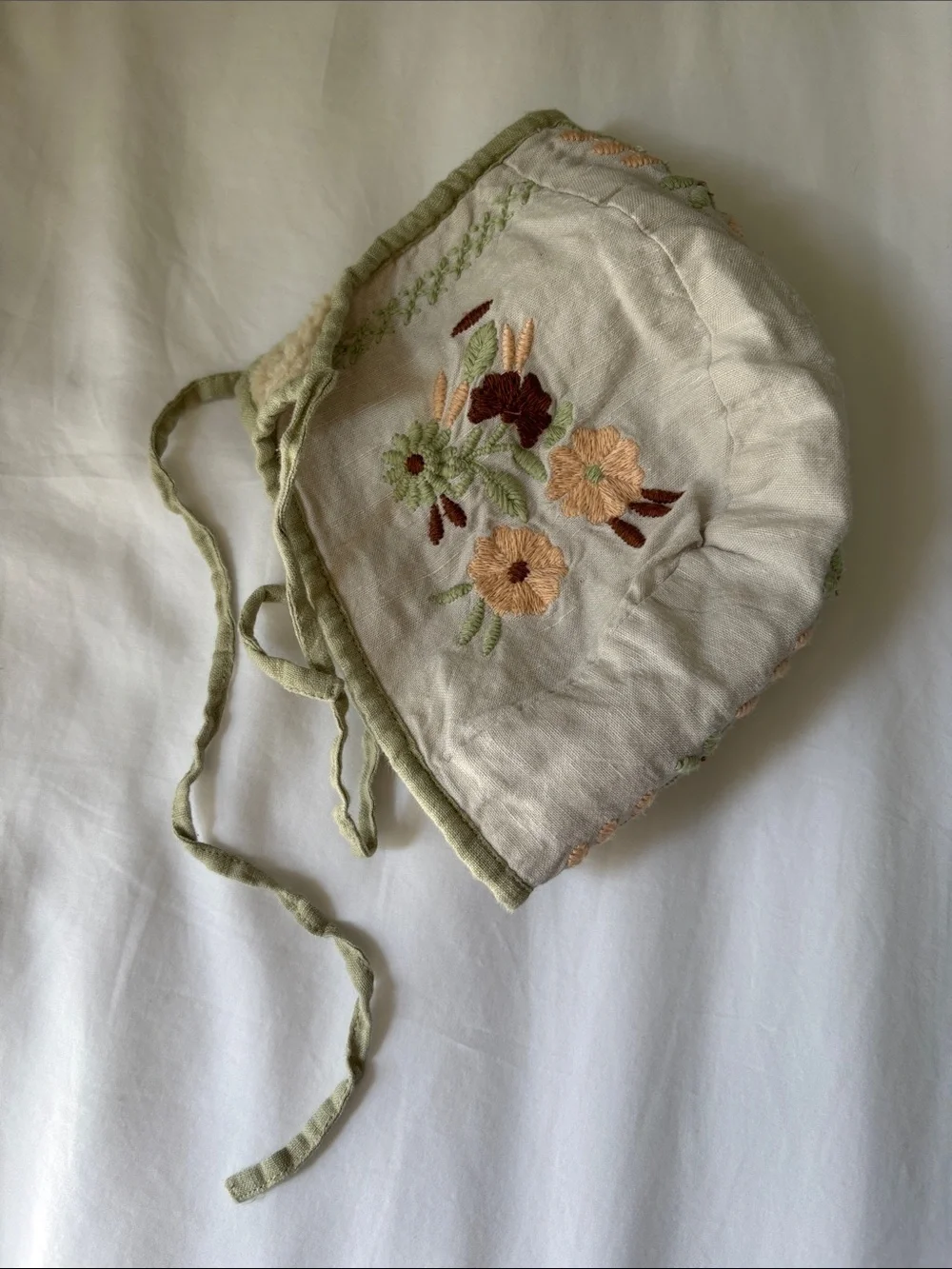 apolina joni winter linen cotton floral baby bonnet hat